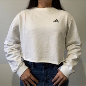 White Adidas Cropped Long-sleeved Shirt